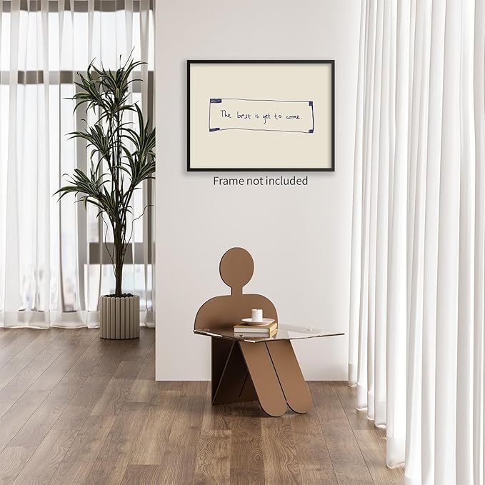 The Best Is Yet To Come Wall Art Blue and White Inspirational Affirmations Quotes Poster Funky Minimalist Horizontal Canvas Prints for Living Room Dorm Wall Decor 16x24 inch Unframed