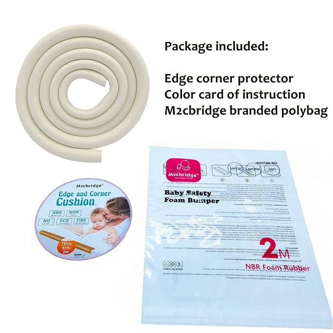M2cbridge U Shape Extra Thick Furniture Table Edge Protectors Foam Baby Safety Bumper Guard 6.5 Ft (Wood)