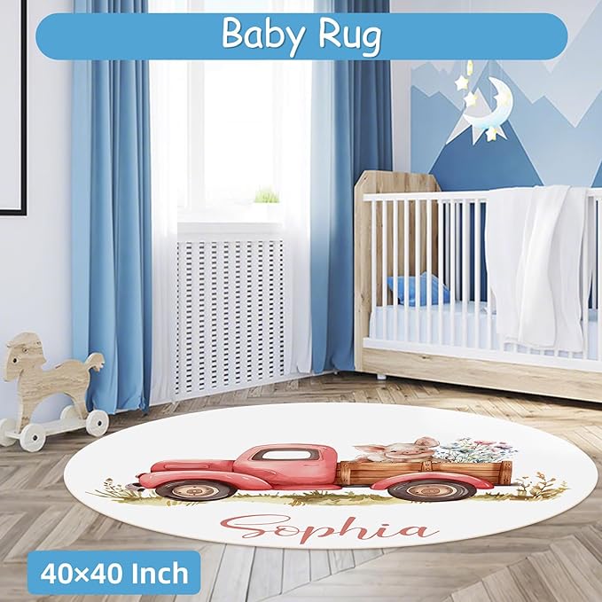 Personalized Baby Crib Bedding Set, 5 Pcs Custom Farm Animals Pattern Nurery Bedding Set for Boys and Girls, Baby Blanket with Dotted Backing, Newborns Infant & Toddler Customized Gifts