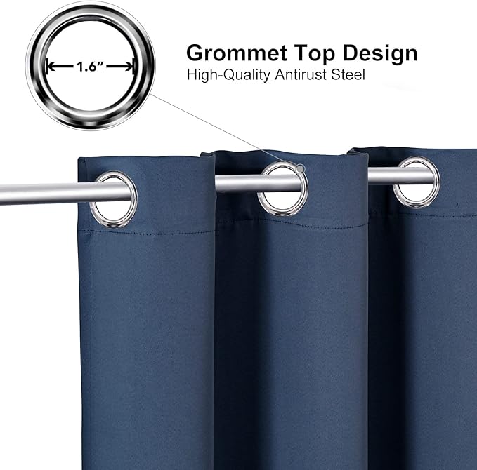 ChrisDowa Blackout Curtains 78 inches Long for Bedroom - 2 Panels Set Grommet Thermal Insulated Room Darkening Curtains for Living Room (Stone Blue, 42 x 78 Inch)