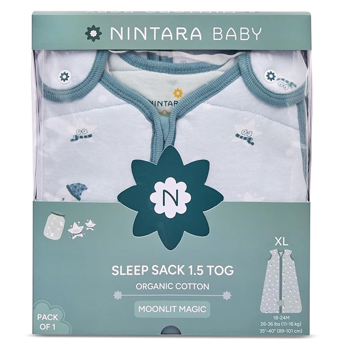 1.5 TOG Sleep Sack - Premium Organic Cotton, Soft, Breathable, Wearable Blanket for Newborns, Infants & Toddlers (18-24 Months), Unisex Baby Sleeping Bag, Gifts for Babies