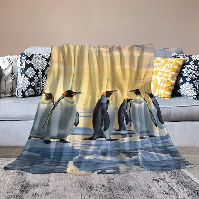 Penguin Blanket Antarctic Penguins Gifts for Girls Boys Woman Kids Penguin Lover Throw Blankets Soft Blanket Warm Fleece Flannel Plush Blankets for Bed Sofa Couch 40"x50"