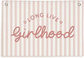 Lacama Long Live Girlhood Banner, Pink Linen Banners Wall Hanging Banner Flag Decor for Toddler Girls Room Nursery, Wall Hanging Flag 30x20 In