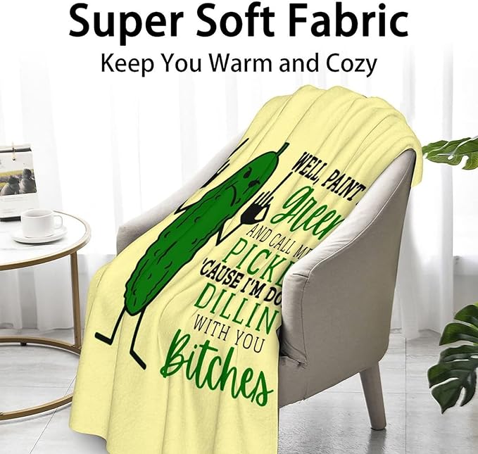 Pickle Throw Blanket for Teen - 50x60 Inches Throw Size - Soft Fluffy Cozy Blankets Gift - Beige Novelty Blanket Throws for Living Room Decorative