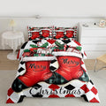 Feelyou Merry Christmas Comforter Set Twin Size Cartoon Shoes Bedding Set for Kids Boys Girls Duvet Quilt Winter Bedroom Decor Microfiber 2 Pcs with 1 Pillow Cases