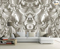 White Gypsum Art Wall Mural Wallpaper for Bedroom 178" x 117"
