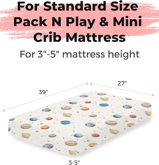 Pack and Play Sheets 2 Pack, Fitted Jersey Knit Mini Crib Sheets for Baby Boys and Girls, Compatible with Graco Pack N Play and Mini Crib Mattress (Sage Trail, Pack N Play/Mini Crib Sheets)