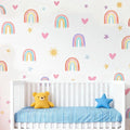 8 Pcs Rainbow Wall Decals, Watercolor Wall Stickers Large Size Art Peel and Stick, Nursery Kids Room Wallpaper Decor for Boys Girls Bedroom Playroom Classroom Mural Art Blue and Pink