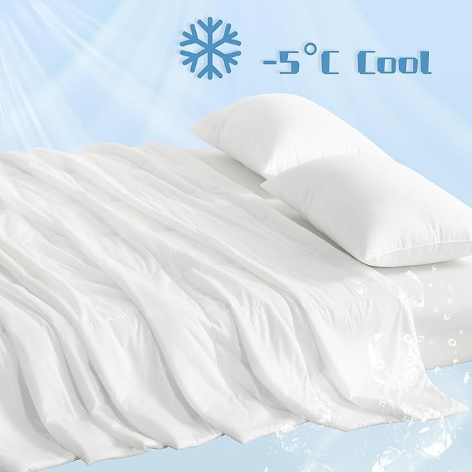 NTBAY Cooling Blanket Queen, 90x90 Inches - Lightweight Summer Bed Blanket for Hot Sleepers, Japanese Double-Sided Q-Max 0.45 Cooling Fabric, White