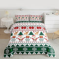 Feelyou Merry Christmas Kids Comforter Set Queen Size Santa Claus Bedding Set Cute Deer Duvet Quilt for Kids Boys Girls Bedroom Snowflake Decor Microfiber Ultra Soft Breathable