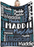 Dr.TOUGH Personalized Blankets with Name Customized Baby Blankets for Girls Boys Adults Monogrammed Blankets and Throws Christmas Birthday Mothers Fathers Valentines Day Gift (Black-Blue,60''×80'')