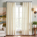 jinchan Linen Blend Curtains 90 inch Length 2 Panels for Bedroom Living Room, Light Filtering 50 inch Wide Farmhouse Drapes with Rod Pocket Back Tab(50W x 90L, Ivory)