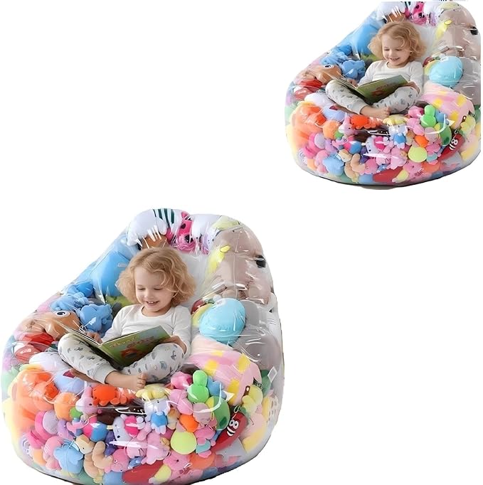 Clear Stuffed Animal Storage Bean Bag Chair Cover - Extra Large 150L, Waterproof & Easy-Clean Toy Organizer with Plastic Window,forNursery, Bedroom, Playroom (Cover Only, No Filler) (1 pcs)