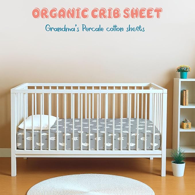 Threadmill Organic Baby Crib Sheets for Boys & Girls | 100% Organic Cotton Fitted Crib Sheet for Standard Crib Mattress | 2 Pack Unisex Cozy Toddler Sheets, Machine Washable | Chilltee