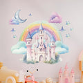 CRYPTONITE Rainbow Wall Decal for Girls Bedroom | Watercolor Castle Vinyl Sticker for Nursery Wall Decor | Cute Stickers for Kids Room, Windows, or Furniture | 3 Sizes (Wide 20" x 18" Height (Small))