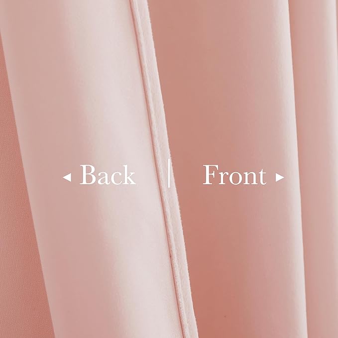 StangH Baby Pink Velvet Curtains 96 Inches Long, Room Darkening Super Soft Drapes with Rod Pocket Back Tab Styling for Living Room Bedroom, Thermal Insulated Window Treatment, W52 x L96 inch, 2 Panels