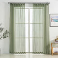 Sage Green Pinch Pleated Sheer Curtains 108 Inches Long, 50 Inches Width, Rustic Linen Look Light Filtering Drapes Decor, Thin Textured Transparent Window Curtain Panels Floor to Ceiling
