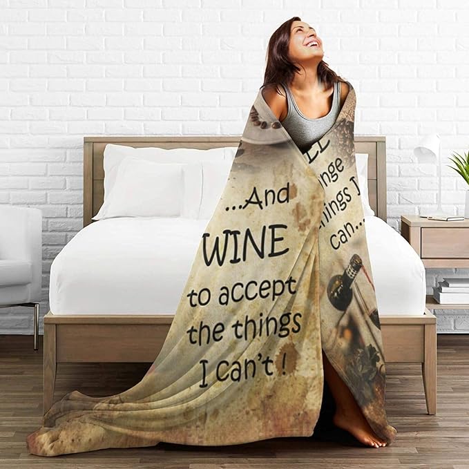 Vintage Coffee Blanket for Girls Boys Drink Wine Throw Blankets Soft Cozy Warm Fuzzy Fleece Lord Bedding Flannel Throws Stuff Gifts for Coffee Lovers Kids Men Women Bedroom Decor 80"x60"