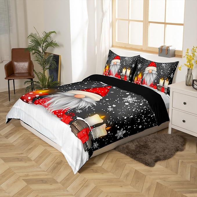 Kids Grey Christmas Bedding Set Toddler Size Xmas Dwarf Duvet Cover for Boys Girls Teens Bedroom Decor Snowflake Comforter Cover Breathable Soft Microfiber Women Men Holiday With 1 Pillow Case