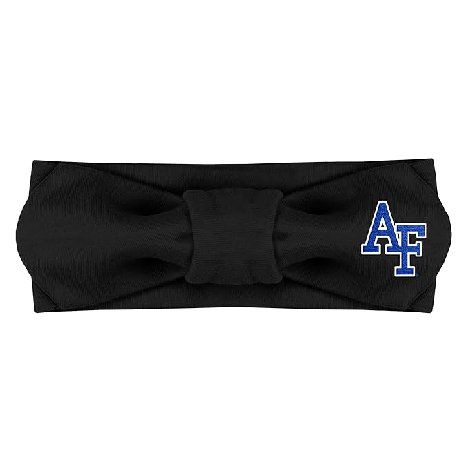 Creative Knitwear Air Force Falcons Infant Girls Black Solid Hair Knot Headband Embroidered Logo - Size Newborn - 4T