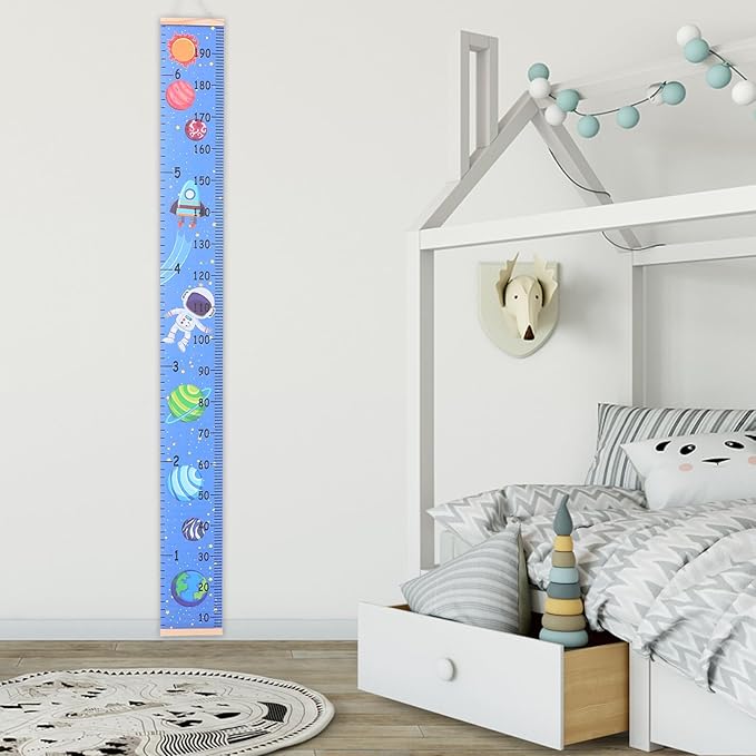 Height Chart Pendant Blue Canvas Growth Ruler for S Nursery Wall Hanging Decor Writable Measurement Tape for Tracking Growth