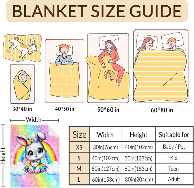 Blanket for Girls 4-6, Throw Gift for Toddler Kids Teens 40x50 Inches Soft Cozy Rainbow Animal Throw Blankets for Sofa Couch Bed Travel