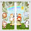 Woodland Kids Curtains Rustic Woodland Wild Animals Watercolor Forest Rainbow Sun Window Draeps for Baby Girls Boys Kids Nursery Bedroom Living Room 2 Panels, 63x63 Inch