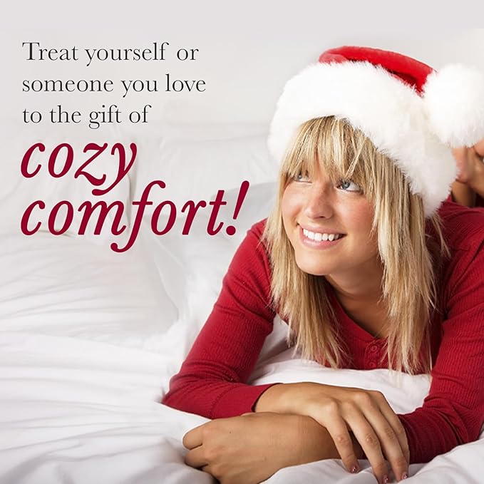 Southshore Fine Living, Inc. 6-Piece Reversible Christmas Bedding Cal King/King, White Christmas Comforter Set King, 2 Shams, 2 Throw Pillows, 1 Throw Plllow Cover, Holiday Bedding - Happy Holidays