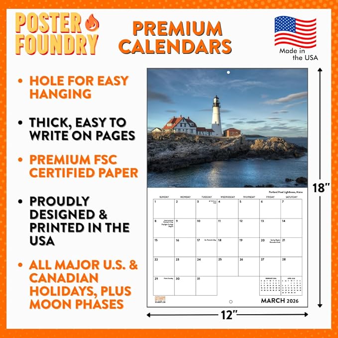 NASA Grand Tour Calendar 2026 Monthly Wall Calender 12 Month | American Made In The USA