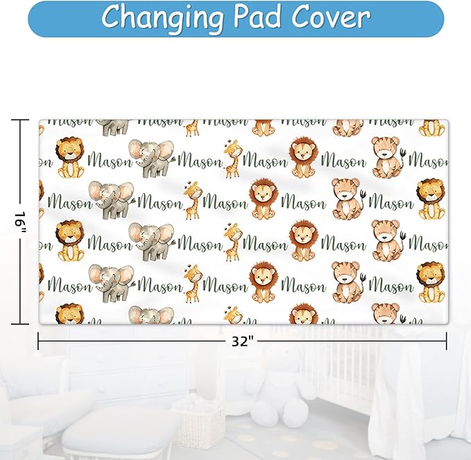 Personalized Baby Crib Bedding Set, 5 Pcs Custom Name Baby Crib Set, Double Layer Nursery Bedding Sets for Girls, Baby Boys Farm Animals Crib Bedding Set, Infant Toddlers Customized Gifts
