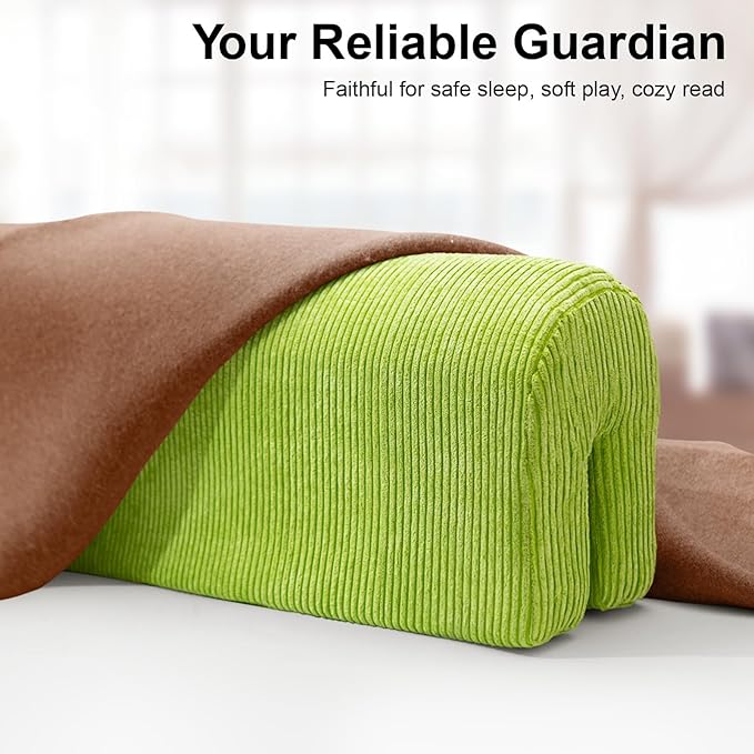 Bed Rail Bumpers Protector, Hospital Bed Rails Padding, Loft Beds and Bunk Beds Bumpers Protector, Premium Soft Memory Foam - Anti-Bump | Fall Prevention, Size 27.6 x 5.5 x 7.9 Inches, Green
