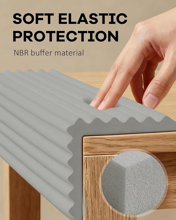 W Wide Edge Protector Strip Extra Thick Baby Proofing Bumper Guard with Strong Adhesive Child Safety for Table Desk Bed Cabinet Furniture in Home and Nursery (Grey)