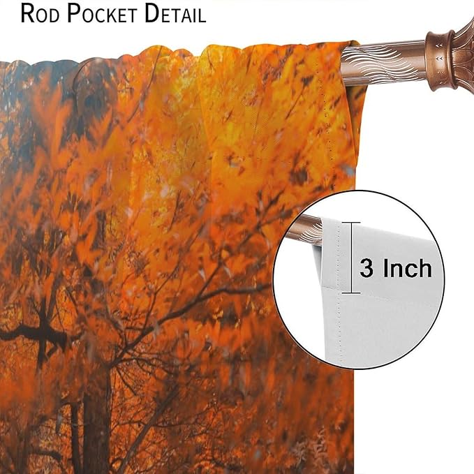 Forest Waterfall Blackout Curtains, Fall Leaves Trees Jungle Autumn Stream Country Nature Landscape Scenery Window Drapes, for Bedroom Living Room 84" W X 84" L