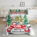 Christmas Tree Comforter Set Twin Size,Red Truck Gnome Bedding Set for Kids Boys Girls Room Decor,Merry Christmas Polka Dot Cartoon Quilt Set 2Pcs,Xmas Rustic Cabin Duvet Insert,1 Pillowcase
