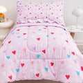 Viviland Purple Heart Toddler Comforter Sets, Cute Girls Toddler Bedding Set, Soft Microfiber Toddler Bed Set