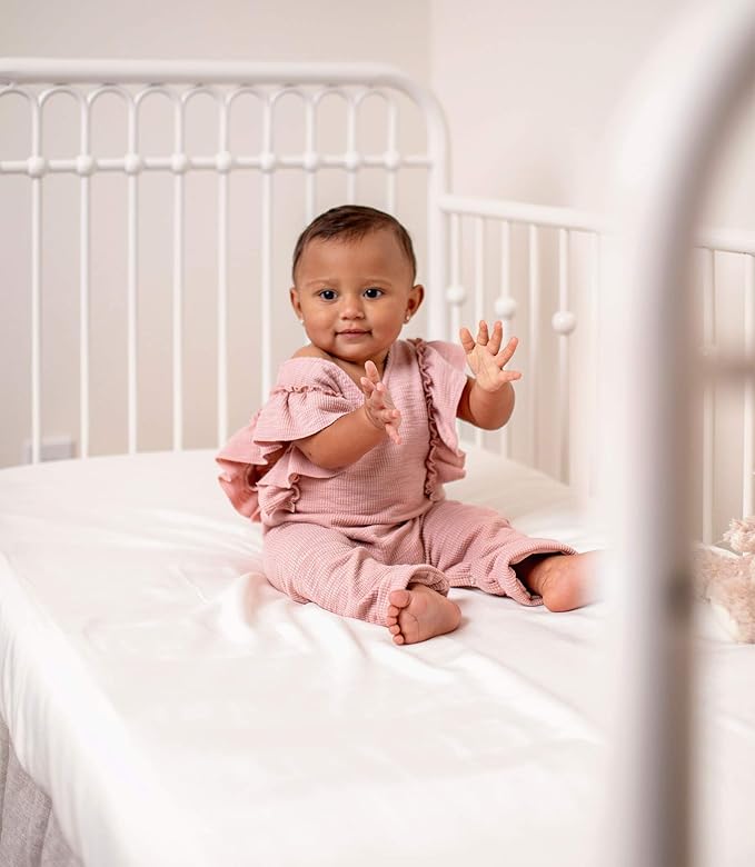 Crib Fitted Sheet by Pure Bamboo - Genuine 100% Organic Viscose Derived from Bamboo, Luxuriously Soft, Ultimate Cooling, Fits Standard Size Crib Mattress (Pink)