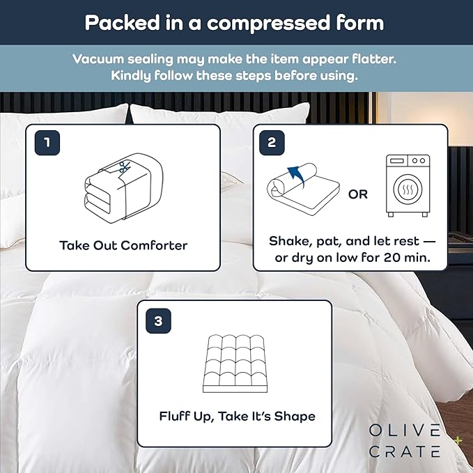 Olive + Crate 100% Viscose Derived from Bamboo Comforter - King Size - Hypoallergenic, Cooling & Moisture-Wicking Bedding - All Season Lightweight Plush Design - Organic King Comforter - 102"x90"