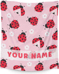 Custom Ladybug Blanket for Girls - 50 x 60 Inches Pink Aesthetic Gifts Stuff for Women - Soft Lightweight Throw Blankets for Sofa, Trip