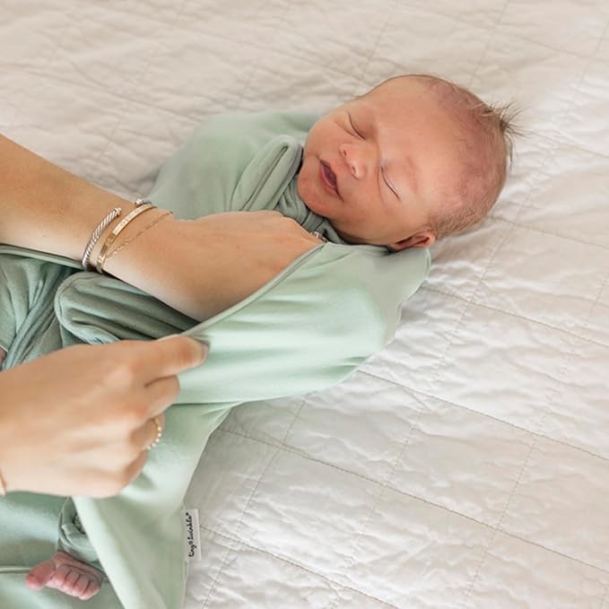 Tiny Twinkle Baby Sleep Sack 3-6 Months 1.0 TOG, Cotton & Elastane Wearable Blanket, Swaddle Transition Micro-Fleece, Machine Washable (Sage)