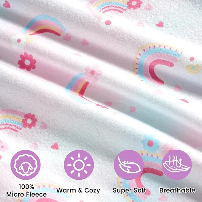 david's kids 3 Pack Warm Micro Fleece Baby Sleep Sack 12-18 Months, Soft Baby Wearable Blankets with 2-Way Zipper, Comfy Winter Sleeping Bags for Toddler Girls Neutral, Large Size, Rainbow