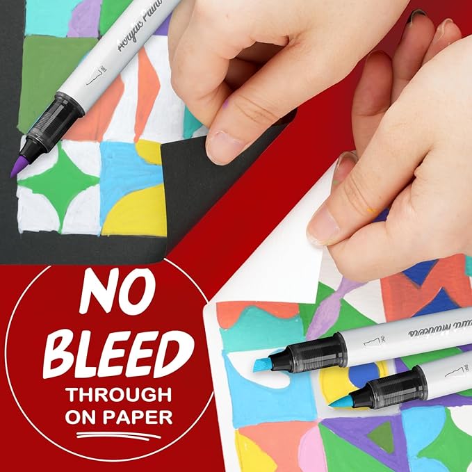SFAIH Christms Gifts Acrylic Paint Markers, 36 Colors Dual Tips Acrylic Brush Markers With Chisel Tip, Automatic Ink Control, Ultra-High Coverage, No Bleed Ink, Art Supplies for Rock, Canvas, Fabric