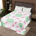 Manfei Pink Bowknot Bedspread Twin Size,Cartoon Frog Bow Tie Butterfly Knot Princess Coverlet Set,Girls Women Room Decor,Geometric Patchwork Cute Quilted Coverlet,Sweet Bedding Quilt,1 Pillowcase