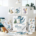 Custom Baby Crib Bedding Set, 5 Pcs Personalized Name Baby Crib Set for Boys, Dinosaur Nursery Bedding Sets, Double Layer Flannel Blanket, Newborn Infant Toddler & New Parents Customized Gifts