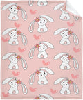 Thuswarm Cute Bunny Pink Flannel Throw Blanket Gifts Warm Cozy Soft Funny Print Blankets for Summer Room Decoration Bed Couch Sofa 50”×40” Small for Kid