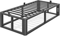 Metal Heavy Duty 18 inch Twin Bed Frame with Rounded Corner and Headboard Hole Mattress Retainers 3500 LBS No Box Spring Needed Platform Noise Free Easy Assembly