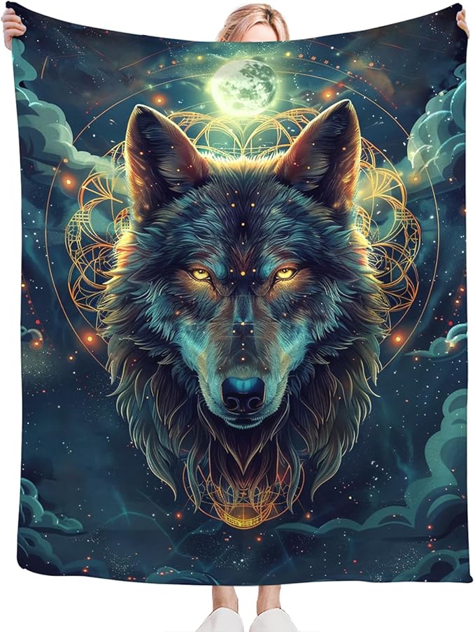 Tijuboni Wolf Throw Blanket Wolf Gifts for Girls Boys Women Men Kids Adults Soft Flannel Fleece Blanket for Couch Sofa Bed Home Decor 50"x60"