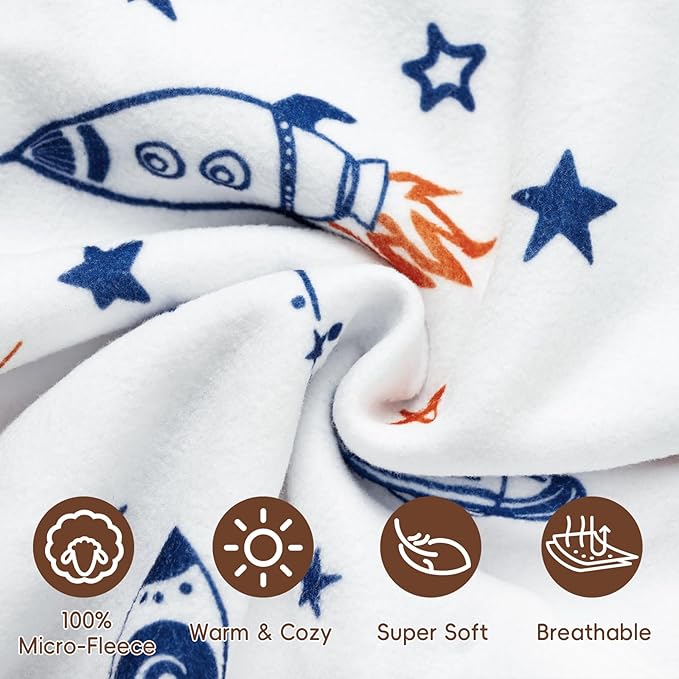david's kids 3 Pack Warm Micro Fleece Baby Sleep Sack 6-12 Months, Soft Baby Wearable Blankets with 2-Way Zipper, Comfy Winter Sleeping Bags for Infant Newborn Boys Girls Neutral, Medium Size, Space