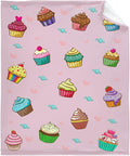 Thuswarm Cupcake Candy Pink Flannel Throw Blanket Warm Cozy Soft Funny Print Blankets for Bed Couch Sofa Room Decoration Gifts 80”×60” Large for Adult