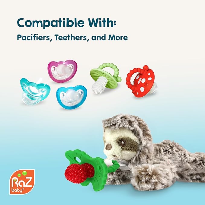 RaZbaby JollyPop Pacifier, Holder w/Detachable Baby Pacifier, Stuffed Animal RaZbuddy, All Ages 0M+, 100% Medical Grade USA Made Silicone, Machine Washable, Textured & Easy to Hold – Llama