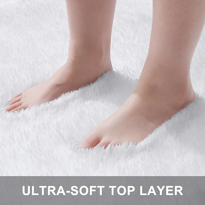 OLANLY 8x10 Machine Washable Large Area Rugs for Living Room, Bedroom, Soft Fluffy Shaggy Bedside Rug, Indoor Floor Carpet for Kids Girls and Boys, Dorms, Nursery, Home Decor Aesthetic, White